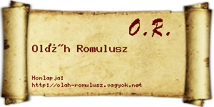 Oláh Romulusz névjegykártya